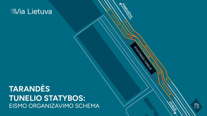Via Lietuva iliustr./Nauja eismo schema prie Tarandės tunelio