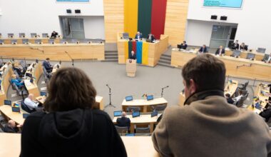 „Nemuno aušra“ kelia klausimus, kodėl Seime kabo Ukrainos vėliava