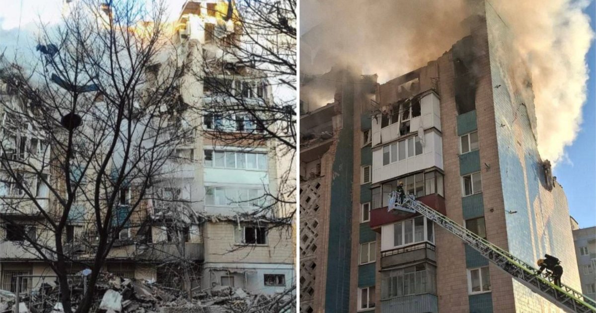 Karas Ukrainoje. Šiurpūs vaizdai: rusams smogus į gyvenamąjį daugiabutį žuvo mažiausiai 9 žmonės