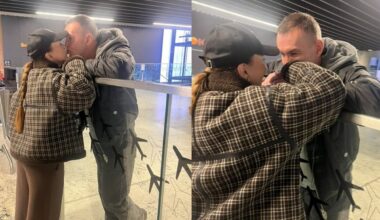 Plinta emocingas Džordanos Butkutės ir jos vyro Elegijaus atsisveikinimas oro uoste