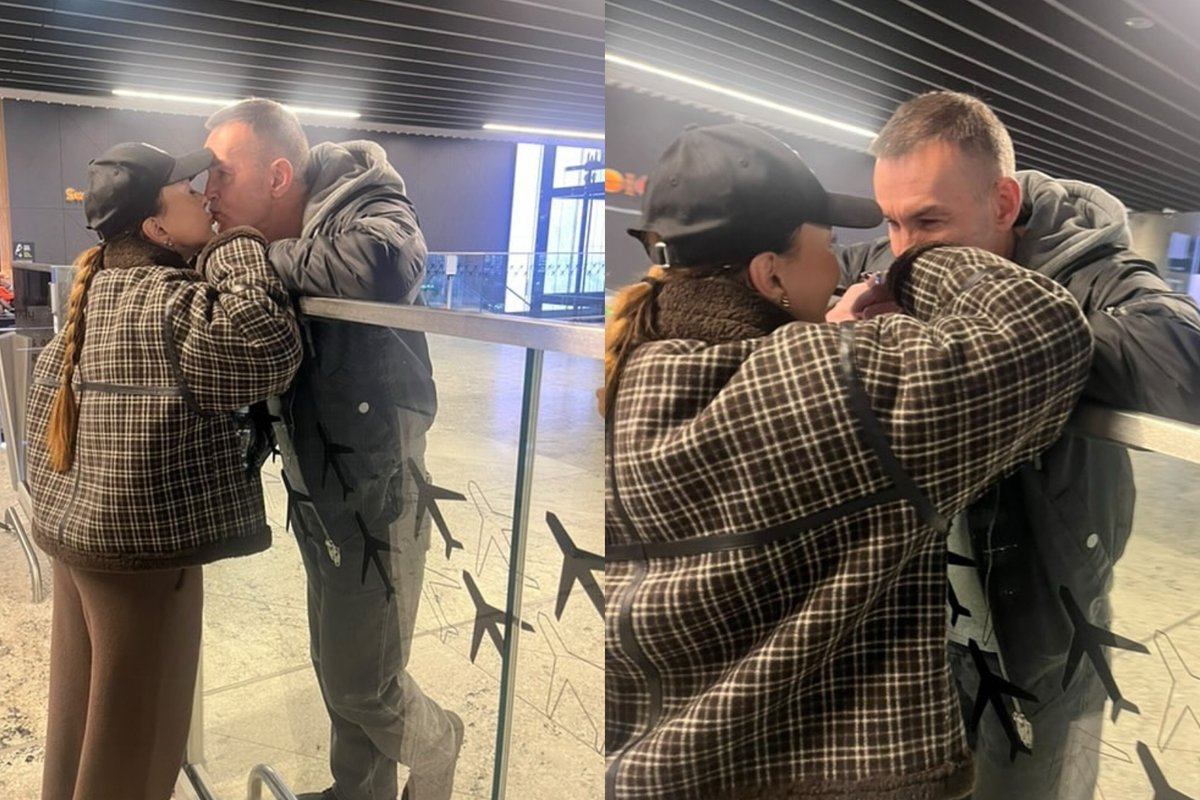 Plinta emocingas Džordanos Butkutės ir jos vyro Elegijaus atsisveikinimas oro uoste