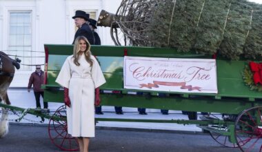 JAV pirmoji ponia Melania priėmė į Baltuosius rūmus atgabentą Kalėdų eglę