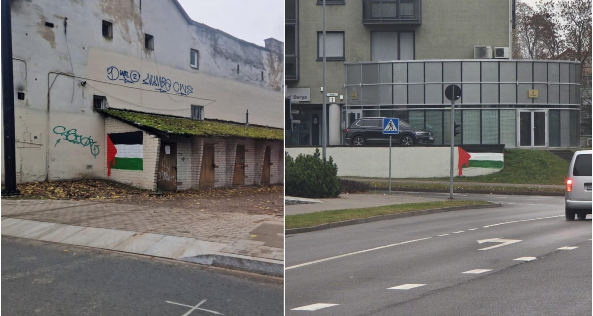 Vilniuje ant sienų masiškai yra piešiamos Palestinos vėliavos