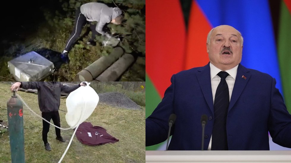 Aleksandras Lukašenka, balionai (tv3.lt koliažas)