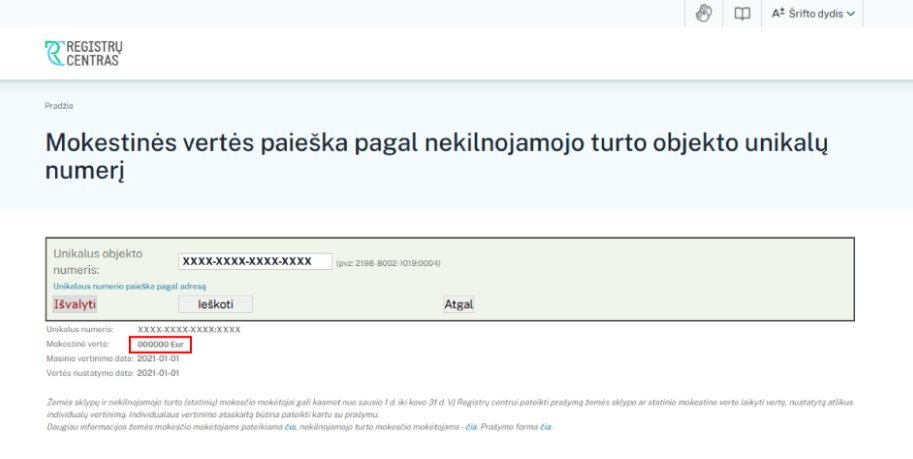 NT objekto mokestinė vertė (nuotr. tv3.lt)