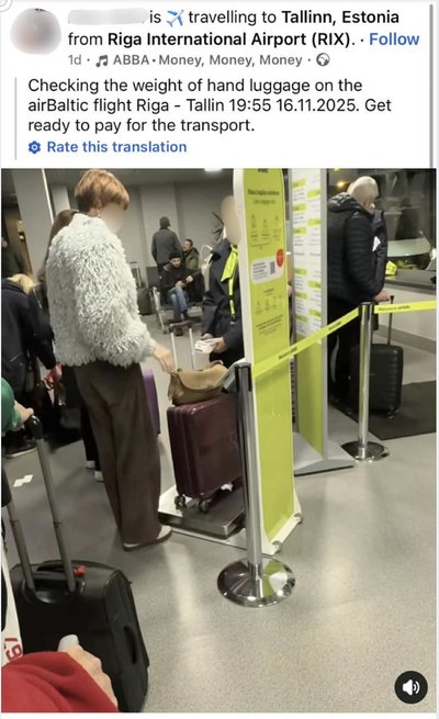 „airBaltic“ Rygos oro uoste tikrino keleivių rankinį bagažą 