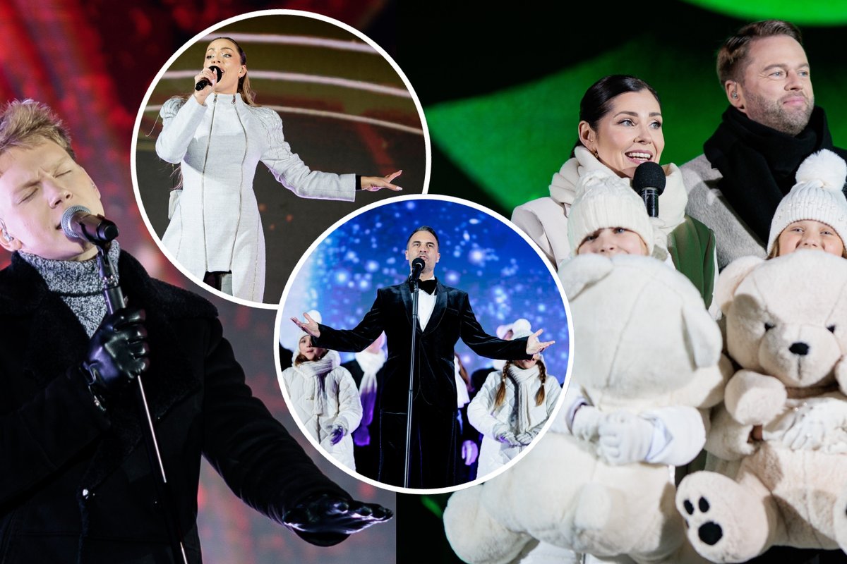 Kauno eglės įžiebimą papuošė garsių atlikėjų dainos: vakaras suspindo šventine magija