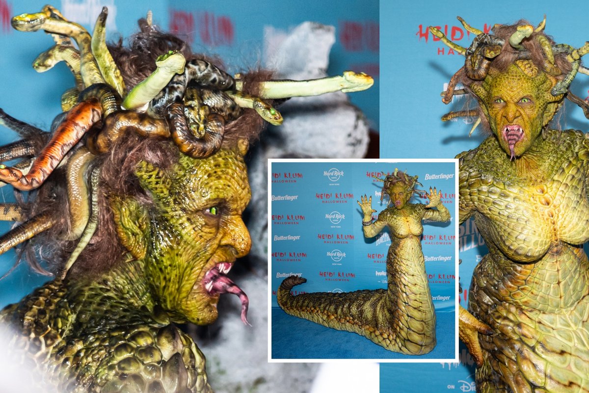 Tokio Helovyno kostiumo dar nematėte: supermodelis pasirodė su gyvatėmis galvoje, protezais ir šnypščiančiu liežuviu