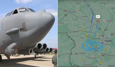 Milžiniškas B-52H bombonešis skraidė netoli Kauno