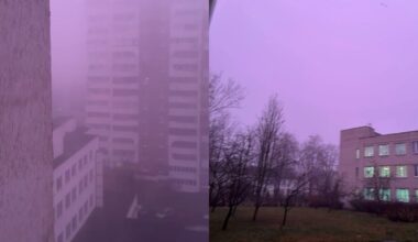 Baltarusijos miestą užklojo keistos spalvos rūkas