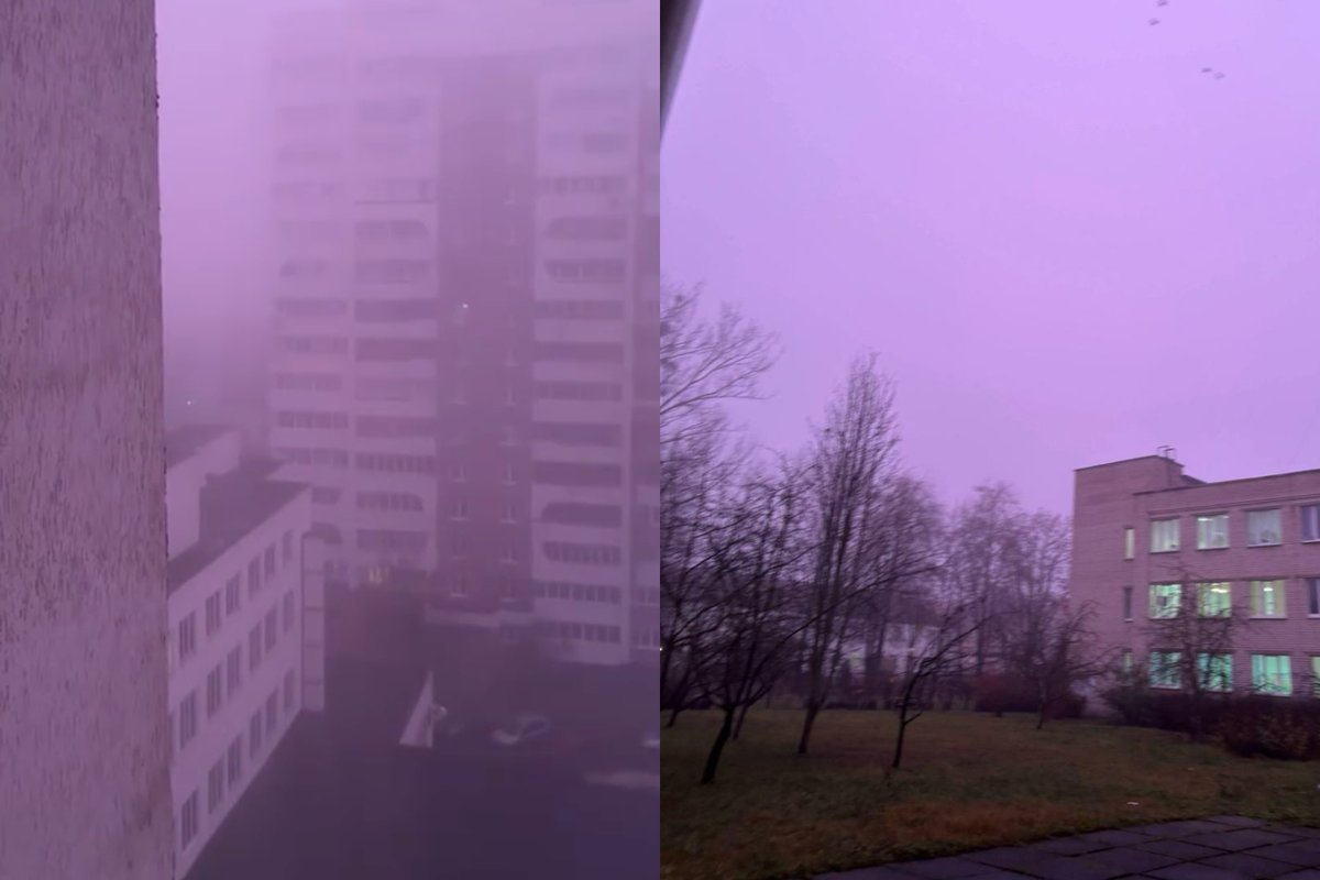 Baltarusijos miestą užklojo keistos spalvos rūkas
