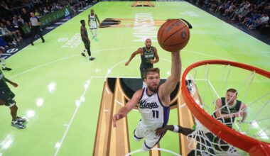 Sabonis surengė triuškinančiais dėjimais papuoštą šou Minesotoje, bet „Kings“ ir vėl pralaimėjimo