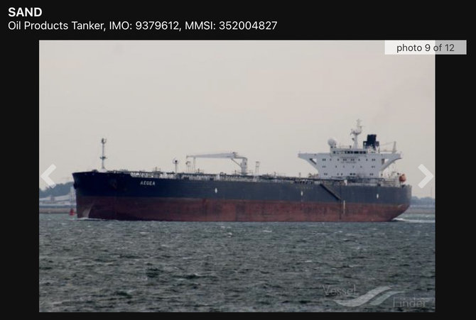 Ekrano nuotr. iš vesselfinder.com/Graikijos verslininkas Paris Kassidokostas-Latsis šį laivą pardavė 2024 m., pakeitęs pavadinimą iš „Fos Da Vinci“ į „Sand“ jis tapo Rusijos šešėlinio laivyno dalimi