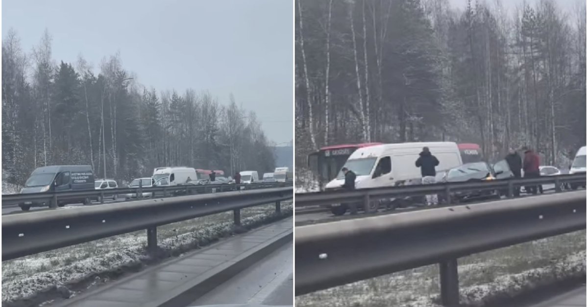 Nereikia ir sniego: dėl masinės avarijos stringa eismas judrioje Vilniaus gatvėje