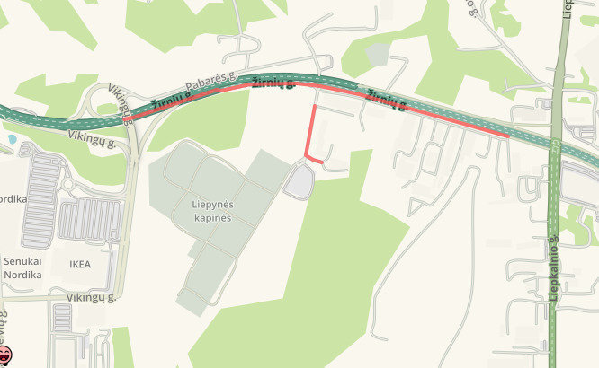 „Waze“ programėlės duomenys/Kamštis netoli Liepynės kapinių