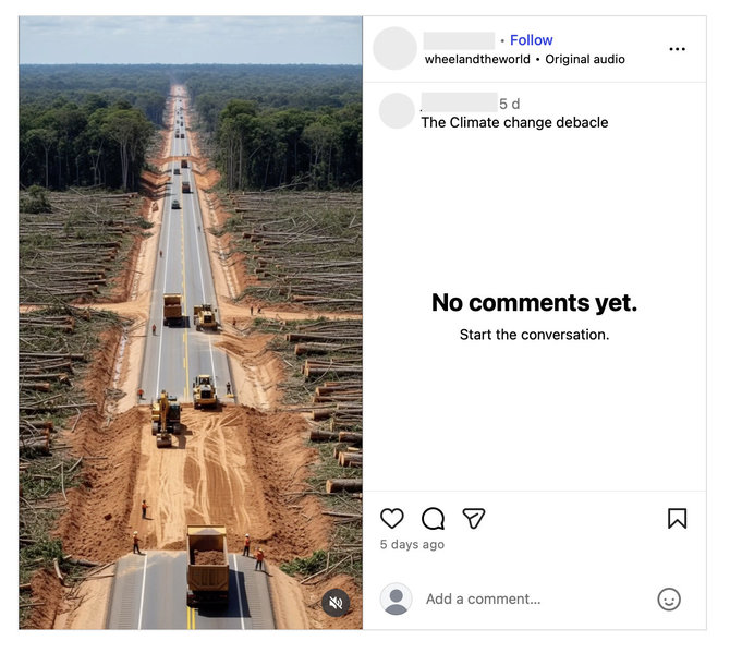 Ekrano nuotr. iš „Facebook“/Medžių kirtimas Amazonijoje pavadintas klimato kaitos fiasko