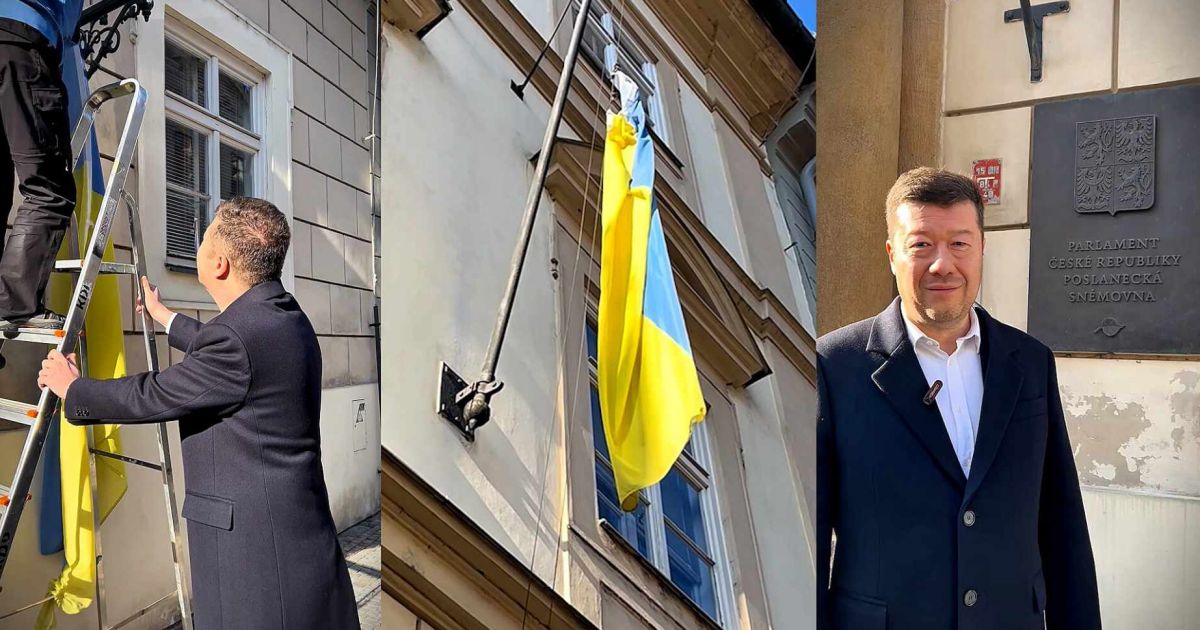 Ukrainos vėliavos nuėmimas nuo Čekijos parlamento pastato sukėlė protestą - Respublika.lt