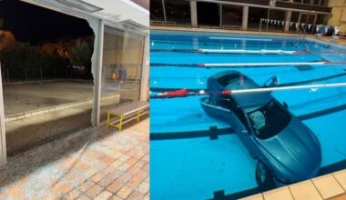 Moters vairuojamo „Jaguar“ skrydis baigėsi baseino dugne: salone – mažametė dukra