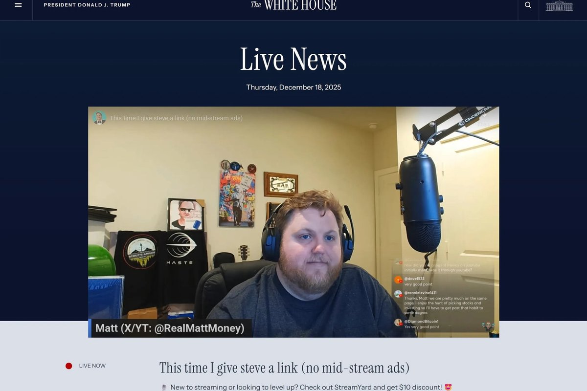 Baltųjų rūmų interneto svetainėje – mįslinga transliacija