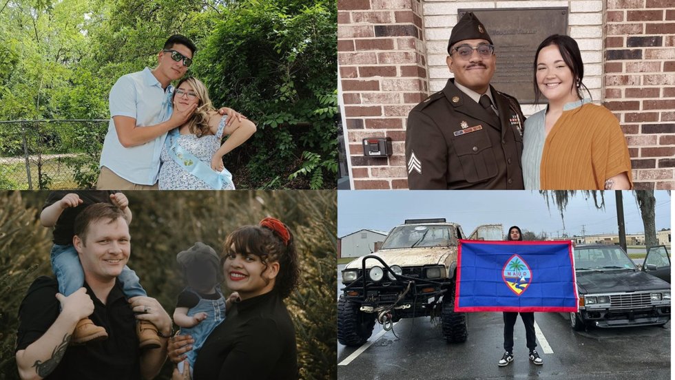 Žuvę JAV kariai su žmonomis. Viršuje kairėje – Jose Duenezas su Kai, viršuje dešinėje – Edvinas Franco su Georgia (nuotr. facebook.com)