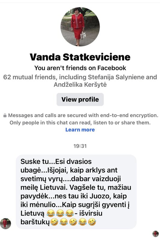 Juozo Statkevičiaus mamos Vandos žinutė Danguolei