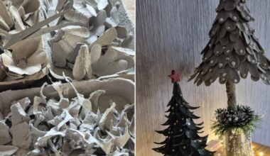 Kiaušinių dėžutes pavertė Kalėdų eglėmis