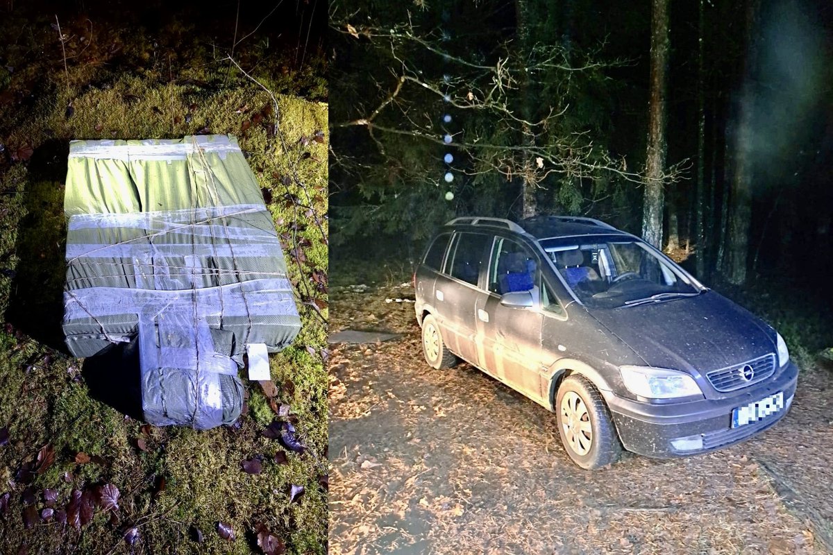 Pasieniečių išbaidyti, miške paliko ir kontrabandines cigaretes, ir automobilį