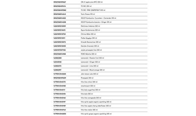 „Thirst killers“ gaminių pakuočių, kurių nepriims taromatai, sąrašas