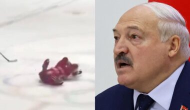 Lukašenka krito ant ledo po savo žaidėjo smūgio