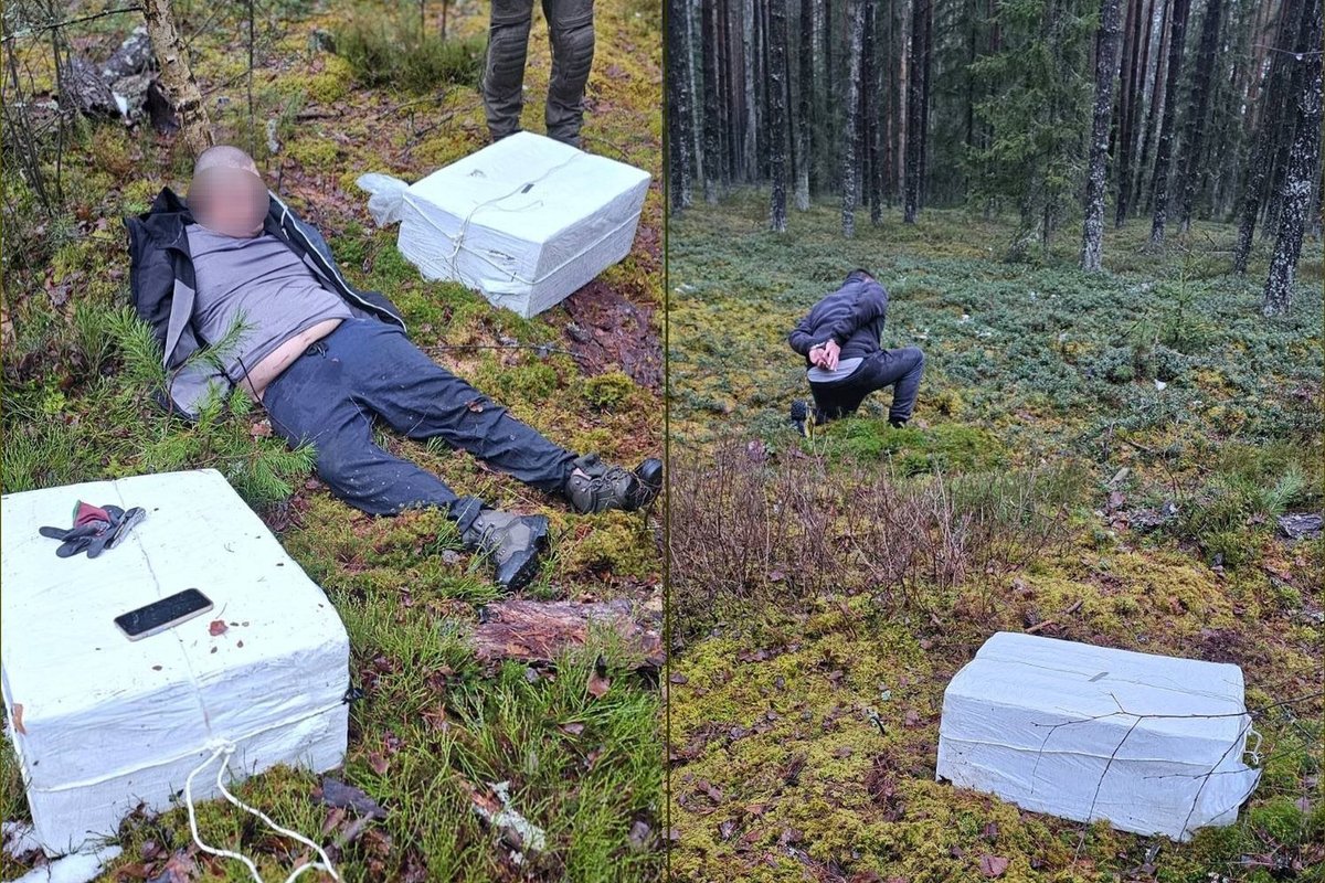 Šalčininkų rajone sulaikyti vyrai, nešę oro balionu atskraidintą kontrabandą