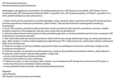 Jono Staselio kreipimasis