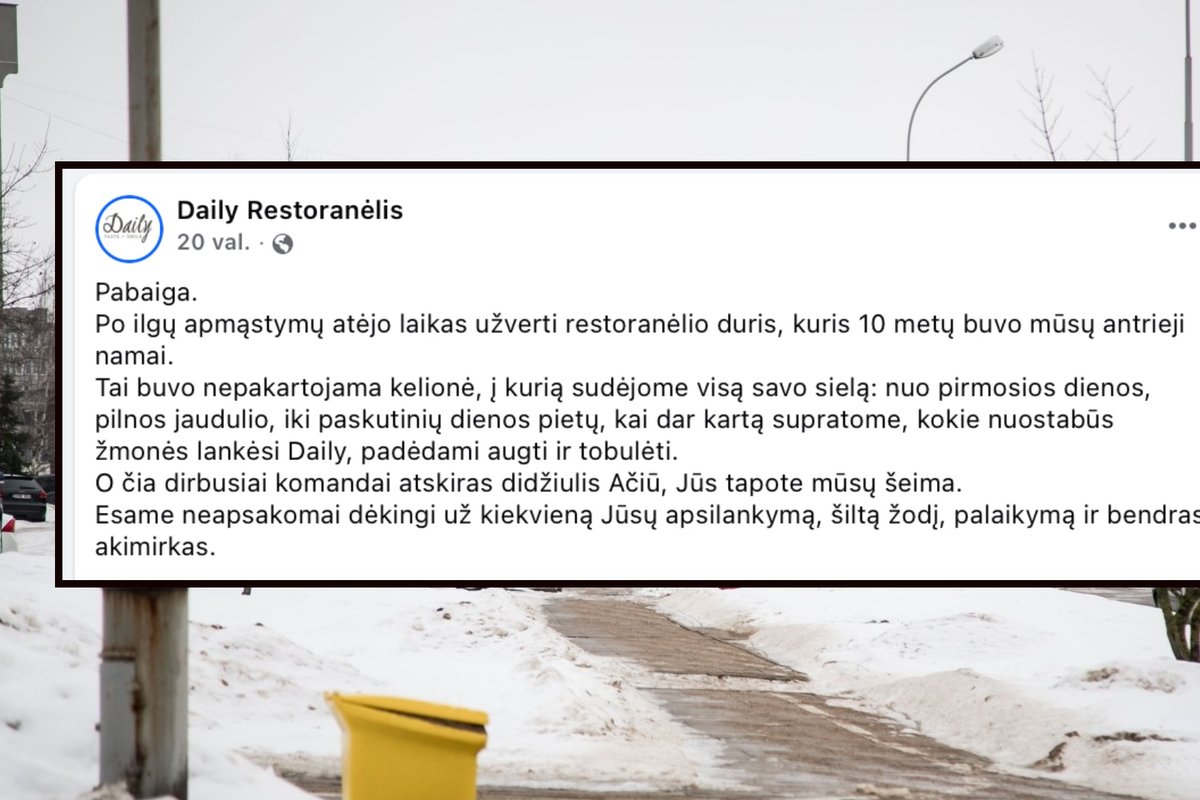 Daily restoranas Vilniaus Pilaitėje užsidaro