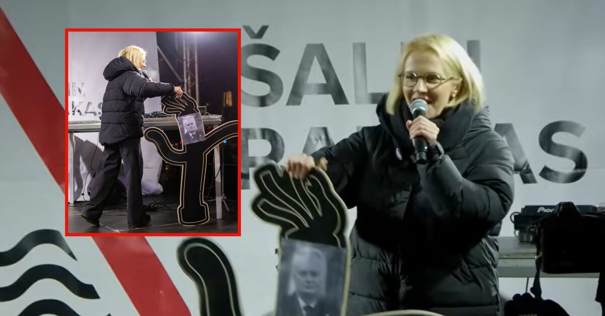 Ieva Narkutė į protestą atsinešė „Gitaną Nausėdą“ – ir jam sudainavo: „Kas nors stuburą grąžinkit“ | Vardai