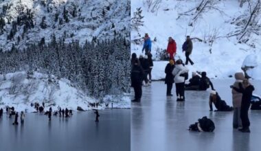 „Bepročiai turistai“: ėmėsi čiuožti ir šokti ant vos užšalusio Lenkijos ežero