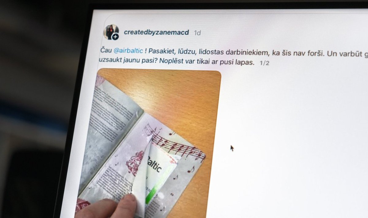 Keleivė skundžiasi, kad „airBaltic“ sugadino jos pasą