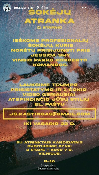 Jessicos Shy skelbimas