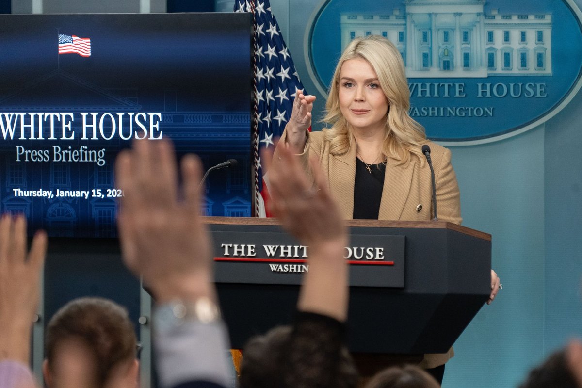 Plinta Baltųjų rūmų atstovės Leavitt kivirčo su žurnalistu įrašas