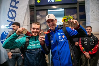 Dakaro ralio dalyvių sutikimas Vilniaus oro uoste