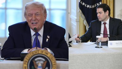 Trumpas privertė Rubio pasijusti nepatogiai – prieš kameras perskaitė asmeninį raštelį