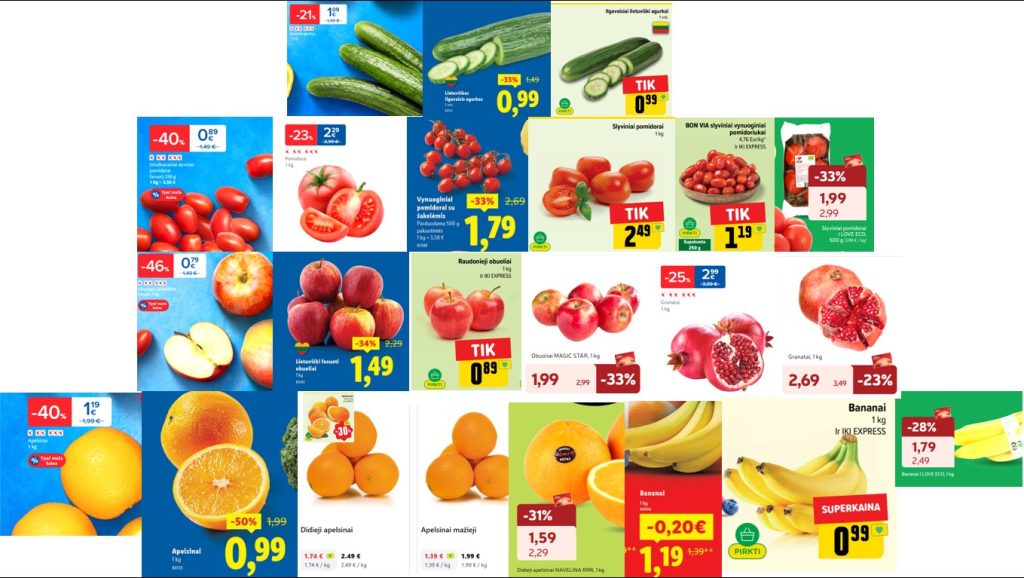 Akcijos ir nuolaidos Daržovės ir vaisiai uogos