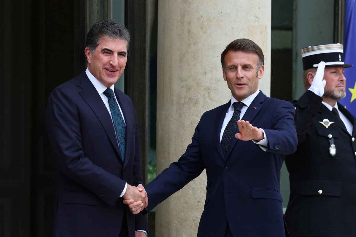 Macronas ir Irako Kurdistano prezidentas ragina nutraukti kovas Sirijoje