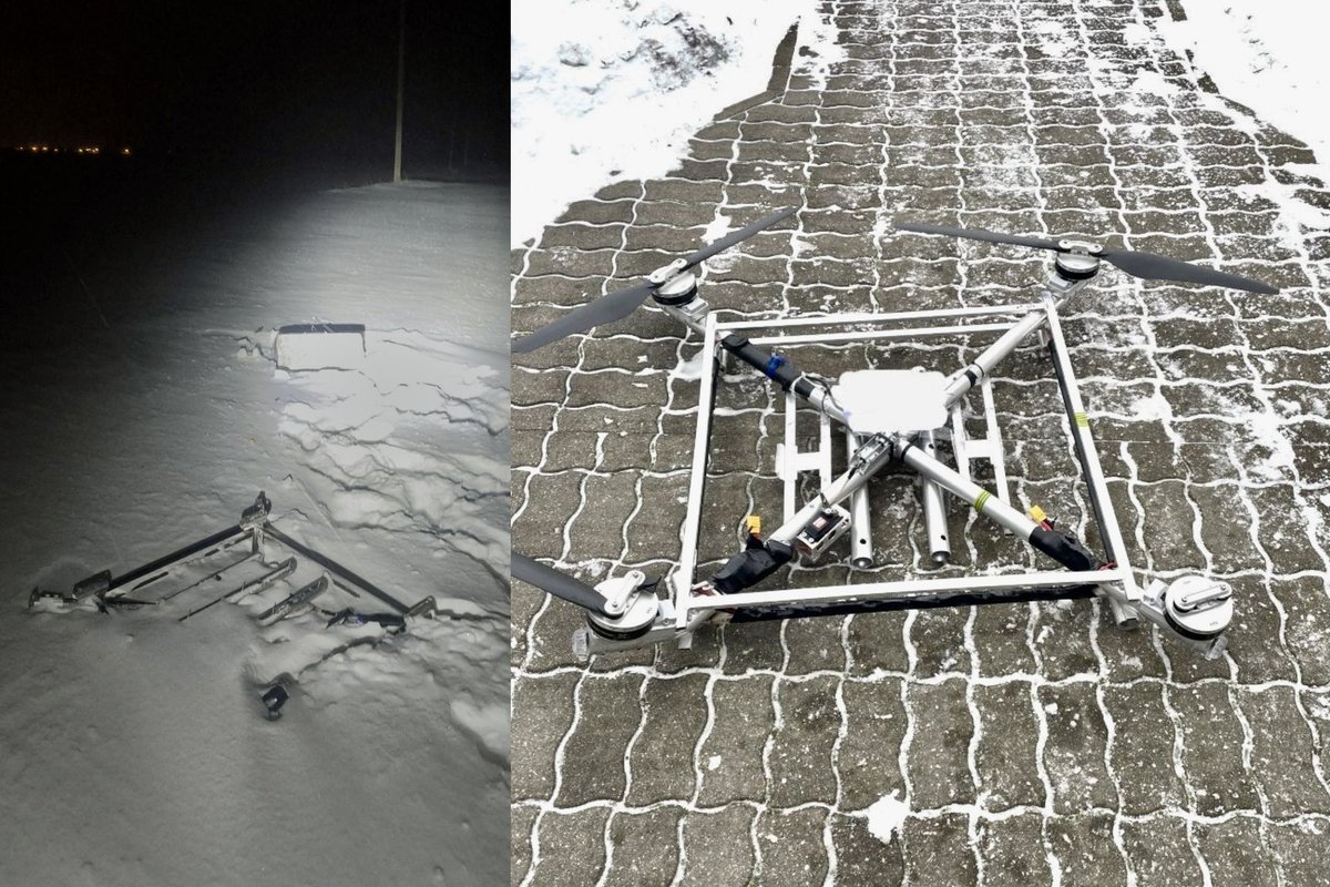 Kontrabandininkų droną su cigaretėmis pasieniečiai nutupdė laukuose