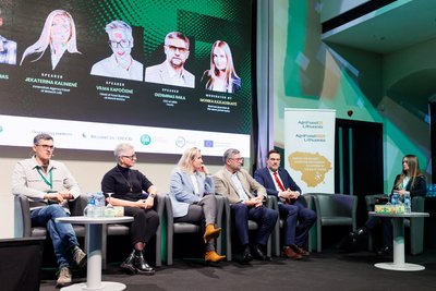 Diskusijos „Socialinės inovacijos ir baltymų perėjimas: nauji keliai tvarios mitybos link“ dalyviai