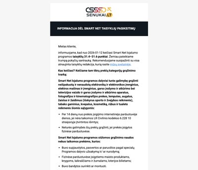 Laiškas dėl „Smart Net“ taisyklių pakeitimo