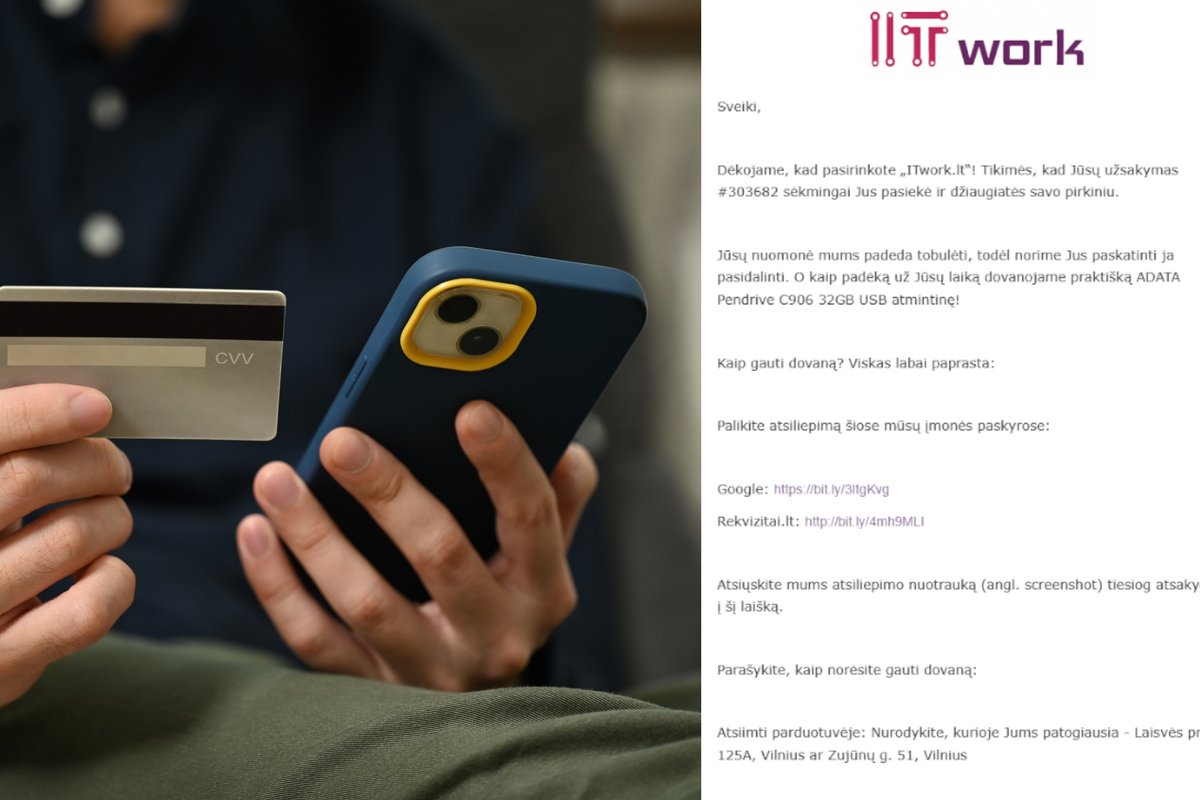 Suglumino parduotuvės laiškas: dovana už atsiliepimą