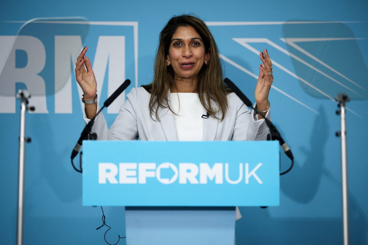 Buvusi JK vidaus reikalų sekretorė Braverman prisijungė prie Farage‘o partijos „Reform UK“