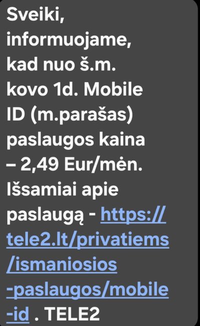„Tele2“ informavo klientus apie kylantį mobiliojo parašo paslaugos įkainį