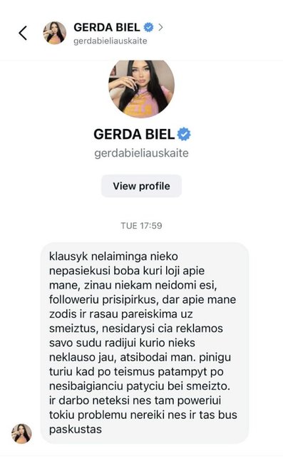 Gerdos Bieliauskaitės žinutė