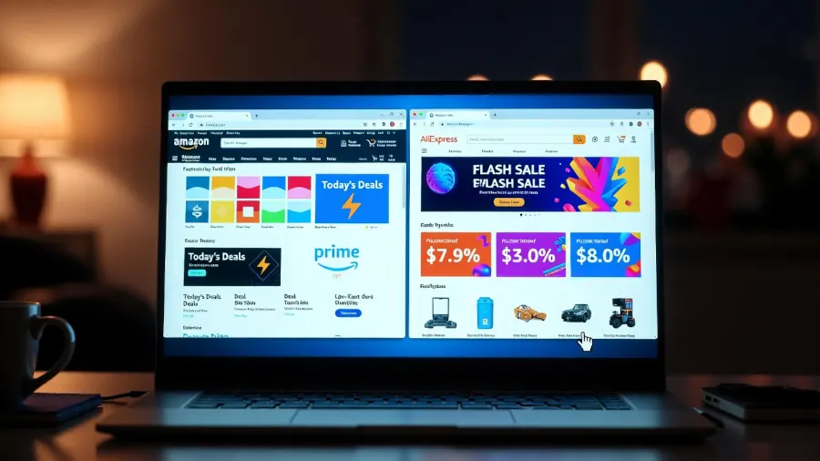 AliExpress ir Amazon pirkimų platformos