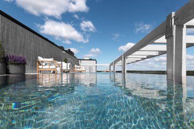 Baseinas su SPA zona po atviru dangumi ir unikalia miesto panorama